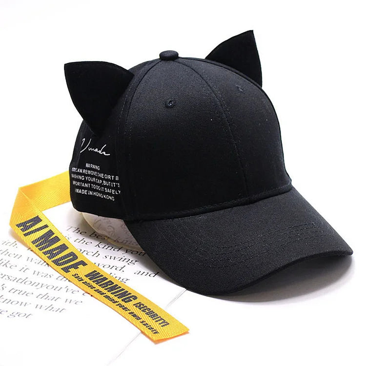 Cute Cat Ears Ribbon Baseball Cap