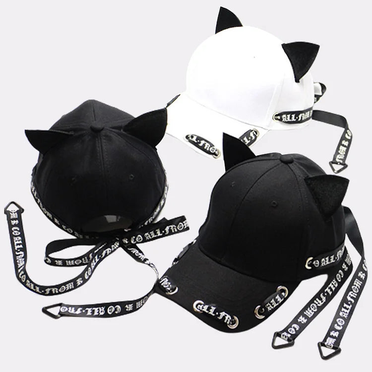 Cute Cat Ears Ribbon Baseball Cap