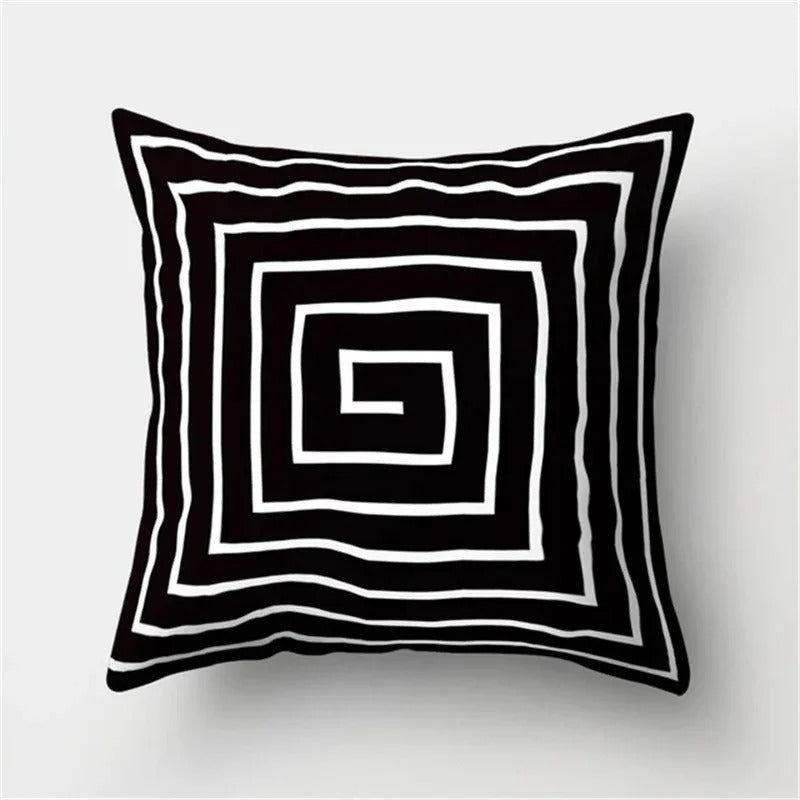 Black and White Geometric Cushion Cover – Elevate Your Home Decor with Chic Style