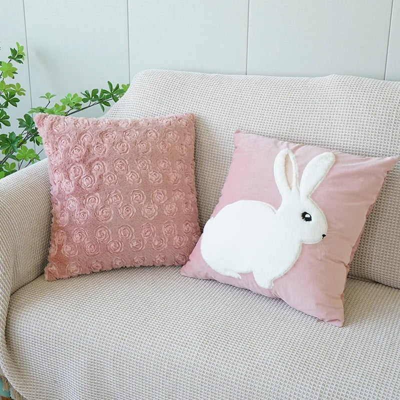 Cute Pink Bunny Cushion Cover – A Playful Touch for Your Home