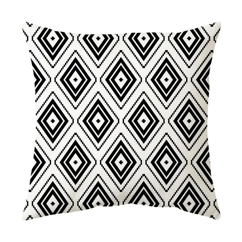 Black and White Geometric Cushion Cover – Elevate Your Home Decor with Chic Style