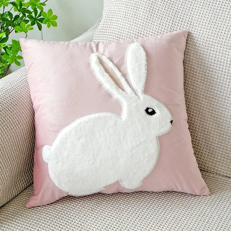 Cute Pink Bunny Cushion Cover – A Playful Touch for Your Home