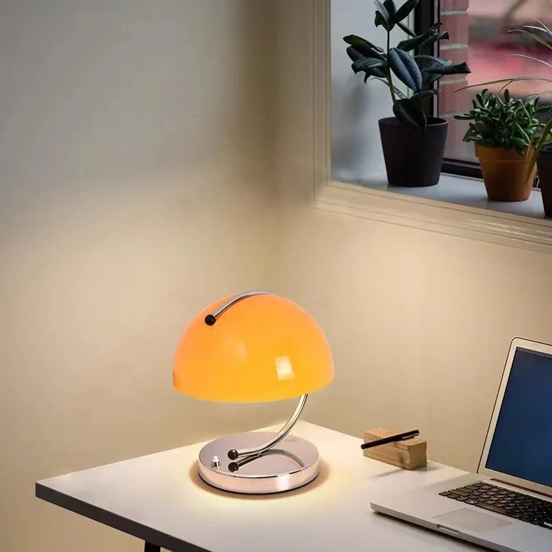 Danish Design Glass Desk Lamp - Modern Mushroom Shaped Lighting