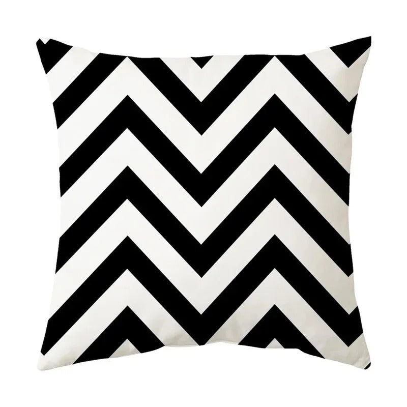 Black and White Geometric Cushion Cover – Elevate Your Home Decor with Chic Style