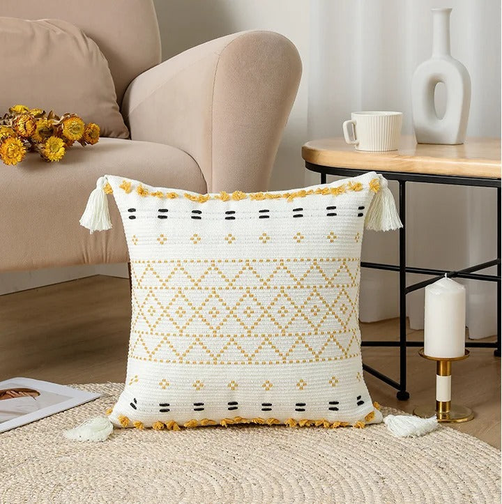 Boho Tufted Cushion Cover – With Tassels