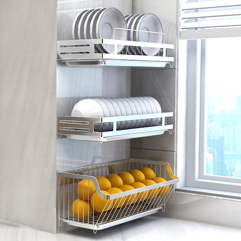 Stainless Steel Wall-Mounted Storage Racks Collection