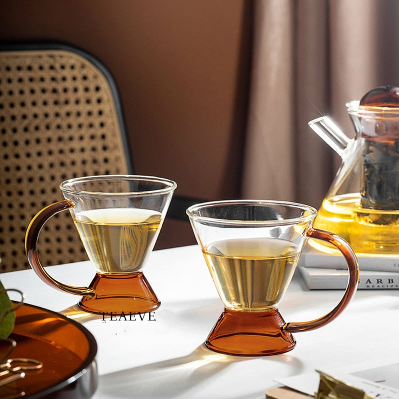 Amber Retro Teapot Set with Glass Strainer