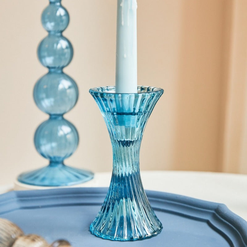 Vintage Glass Taper Candlestick Holders Decor