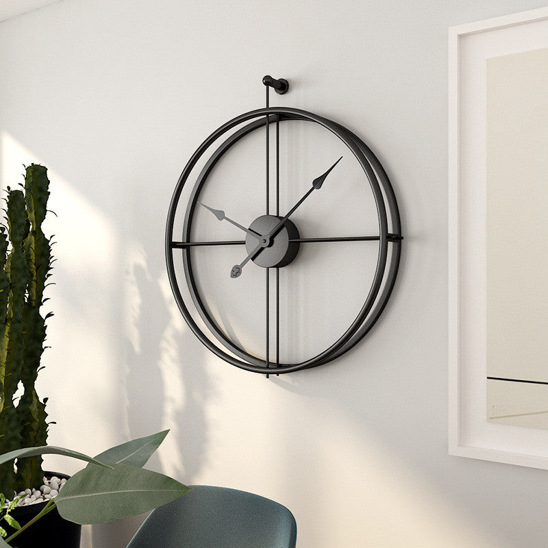 Black Minimalist Metal Wall Clock Large