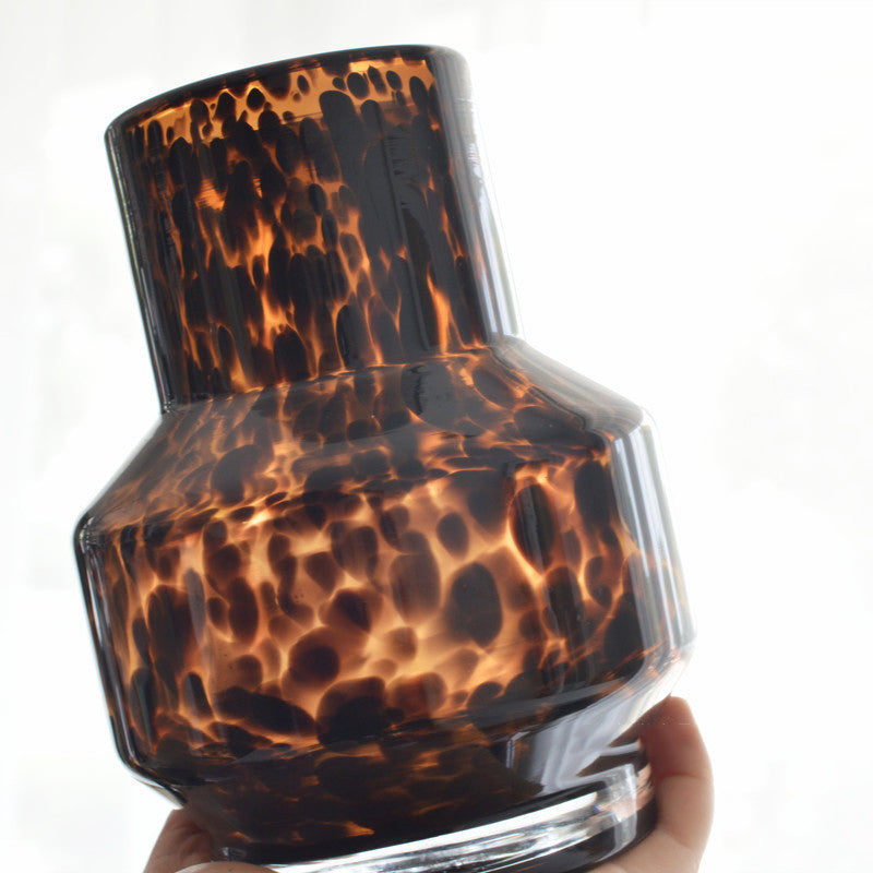 Vintage Ember Tortoiseshell Glass Vases