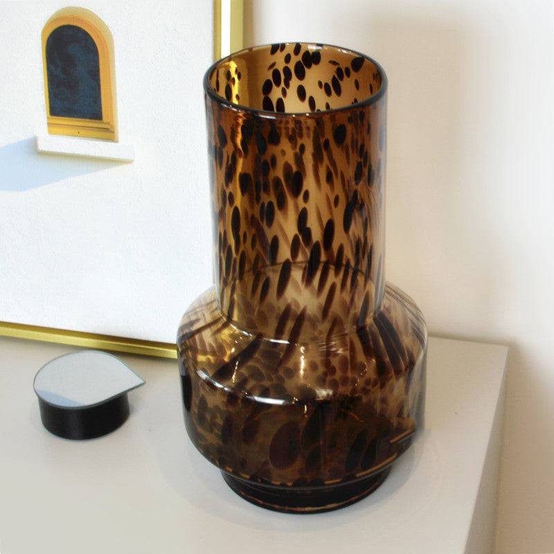 Vintage Ember Tortoiseshell Glass Vases