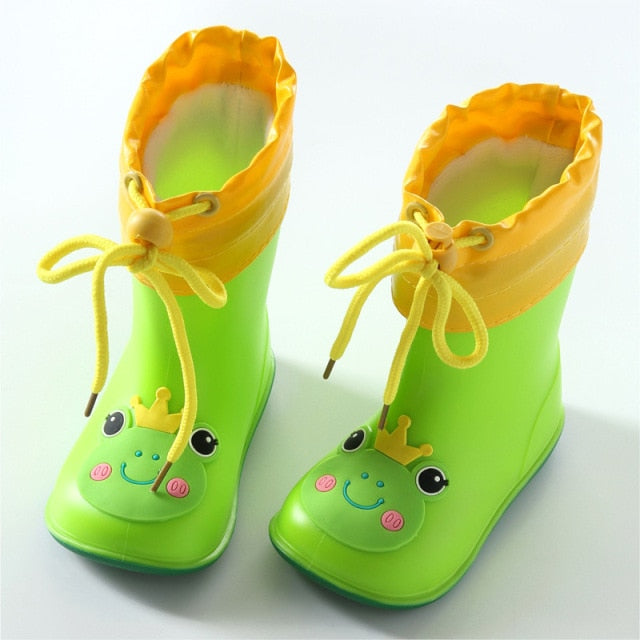 Children’s Animal-Themed Rain Boots – Waterproof, Snug Fit, Lace-Up Liners, Multiple Sizes