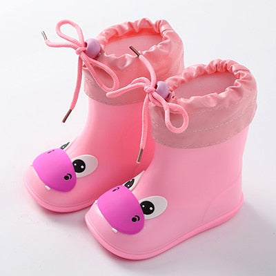 Children’s Animal-Themed Rain Boots – Waterproof, Snug Fit, Lace-Up Liners, Multiple Sizes