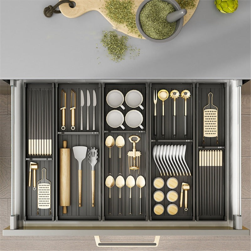 Aluminium Kitchen Cutlery Drawer Organizer Trays