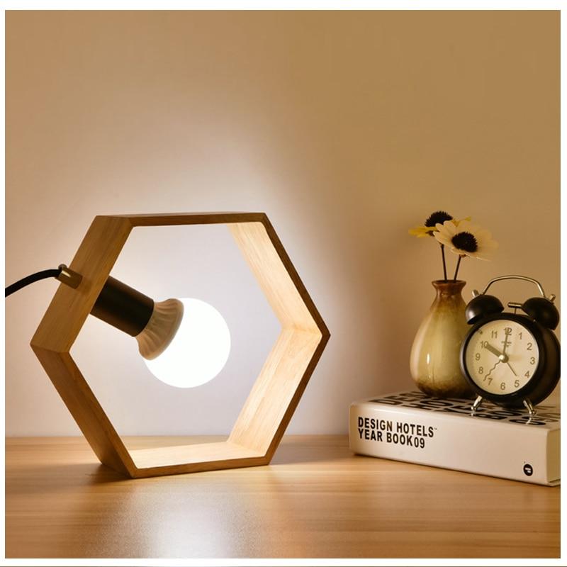 Wooden Desk Square Lamp Light