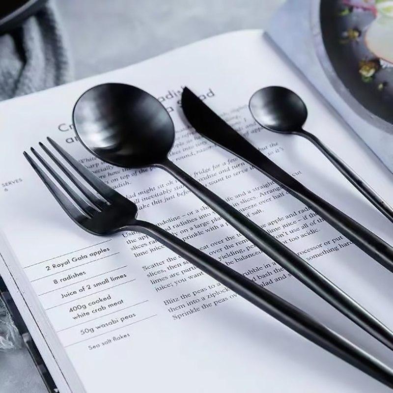 Stainless Steel Black Cutlery Tableware Set