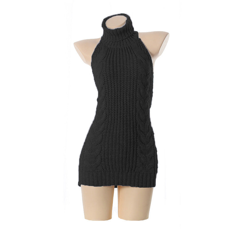 Backless Off-Shoulder Virgin Killer Sweater