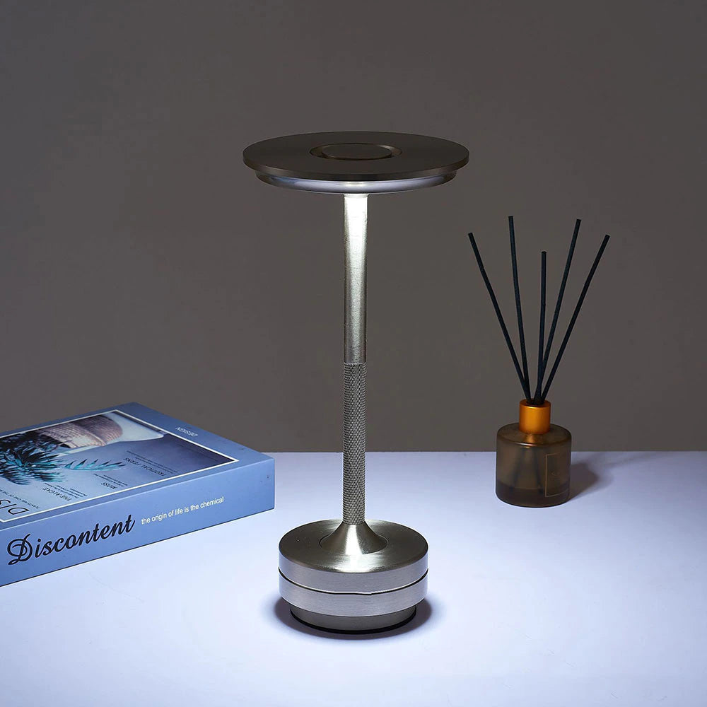 The "Disc" Rechargeable and Dimmable Aluminium Lamp