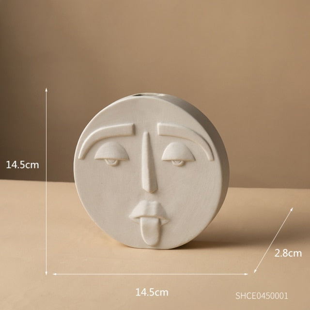 Unique Ceramic Abstract Face Vase - Modern Decorative Art for Home Decor