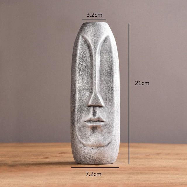 Unique Ceramic Abstract Face Vase - Modern Decorative Art for Home Decor